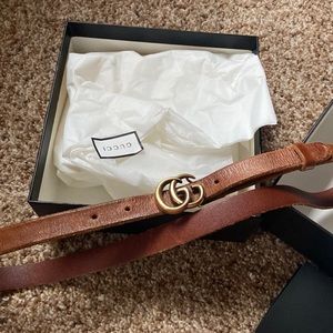 LEATHER BELT WITH DOUBLE G BUCKLE